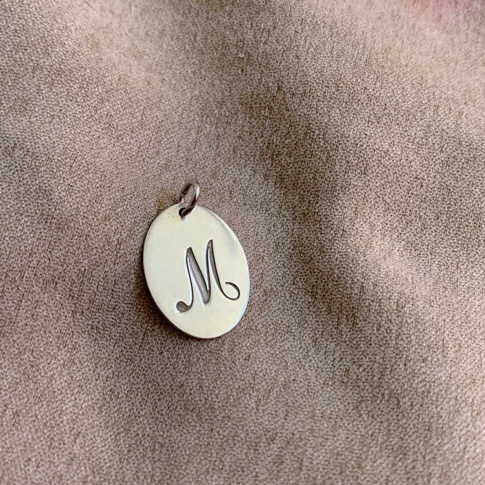 Small sterling silver monogrammed pendant M